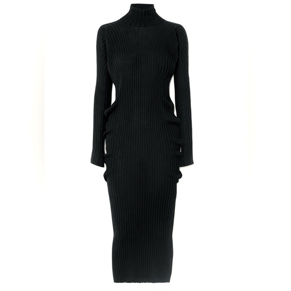 BOTTEGA VENETA 🖤 Ribbed Wool Turtleneck Dress - Picture 13 of 13